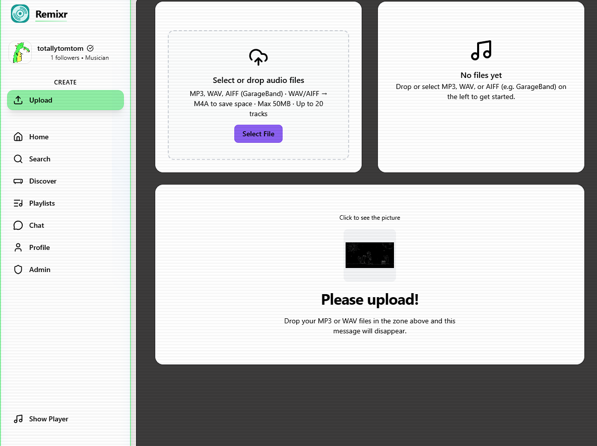 Music upload demo